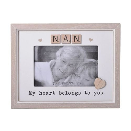 Nan Scrabble Heart 6x4 Photo Frame