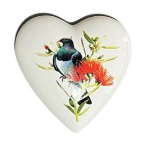 Native Bird Ceramic Heart - Kereru