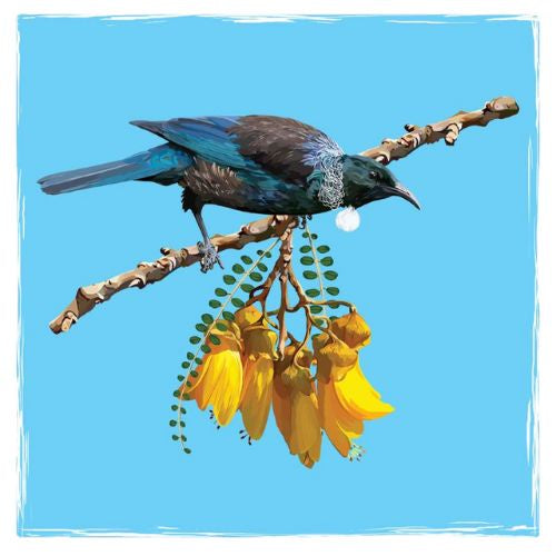 Native Bird Coaster Set - Tui on Kowhai