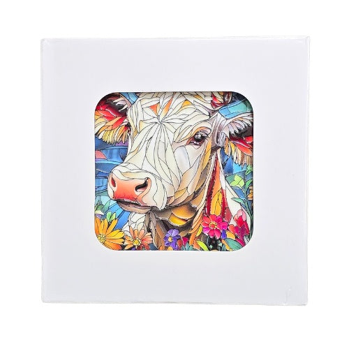 Cow Ceramic Embossed Coaster Set - 6pc