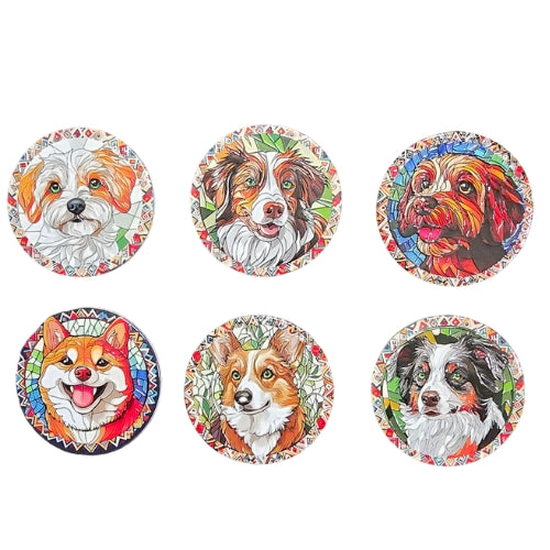 Dog Ceramic Embossed Coaster Set - 6pc