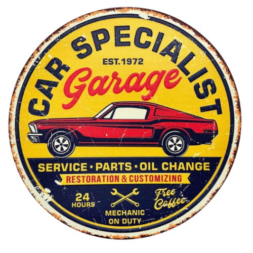 Car Specialist Metal Embossed Sign