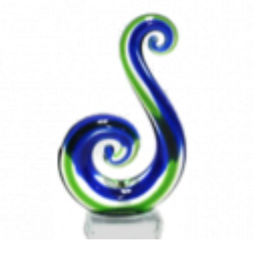 Glass Mini Koru Double - Green/Blue