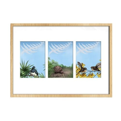 Sophie Blokker Print - Trio Print - NZ Silver Fern - Nat Pine