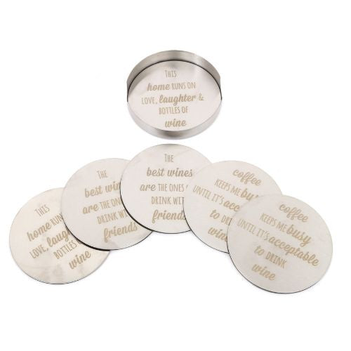 Stainless Steel Coasters With Holder Set of 6
