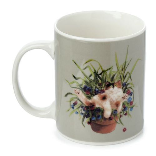 Cat In Plant Pot Green Coffee Mug