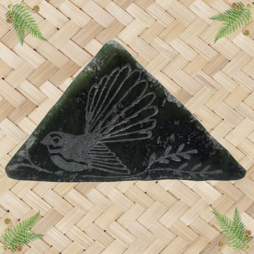 NZ Greenstone Polished Rock - Fantail