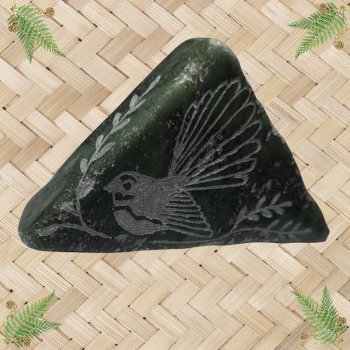 NZ Greenstone Polished Rock - Fantail