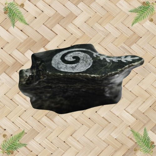 NZ Greenstone Polished Rock - Koru