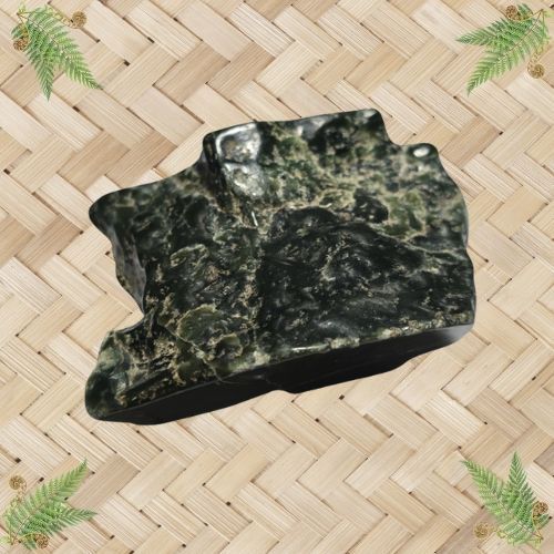 NZ Greenstone Polished Rock - Koru