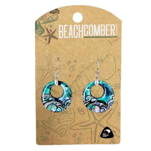 Paua Creole Wave Earrings  - Small