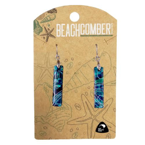 Paua Blue Bar Earrings - Small