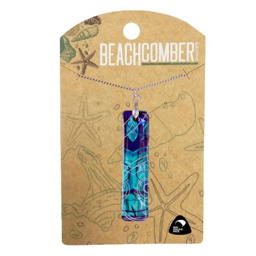 Paua Blue Bar Pendant - Medium