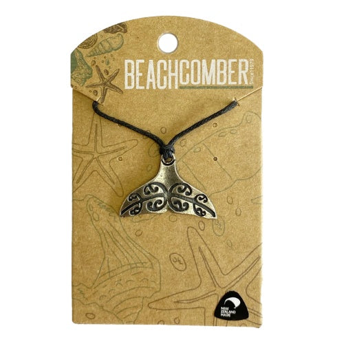 Whale Tail Engraved Pewter Pendant