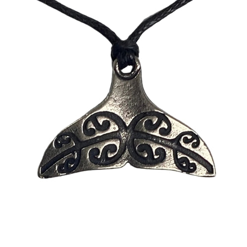 Whale Tail Engraved Pewter Pendant