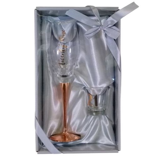 Champagne & Shot Glass - 21st - Rose Gold