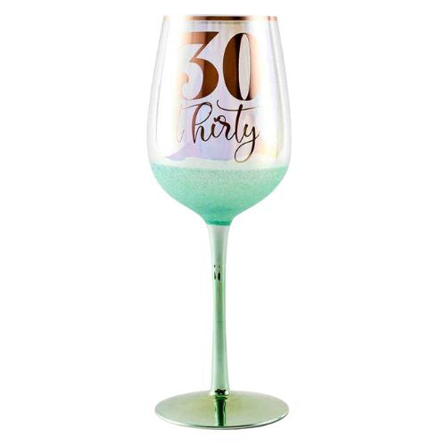 Glitterati Wine Glass - 30th