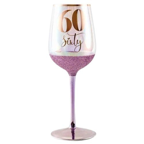 Glitterati Wine Glass - 60th