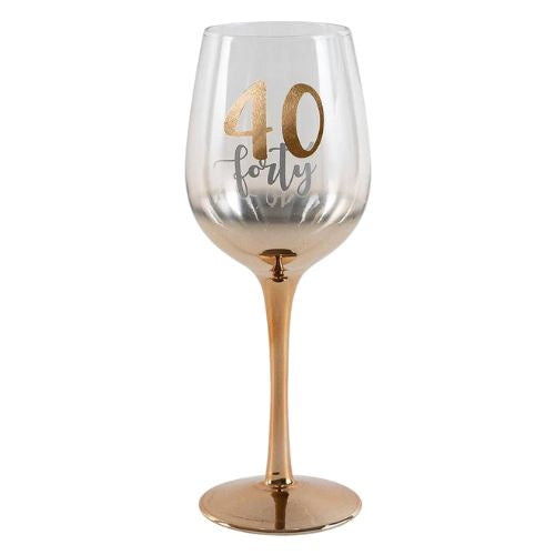 Rose Gold Ombre Stem Wine Glass - 40th
