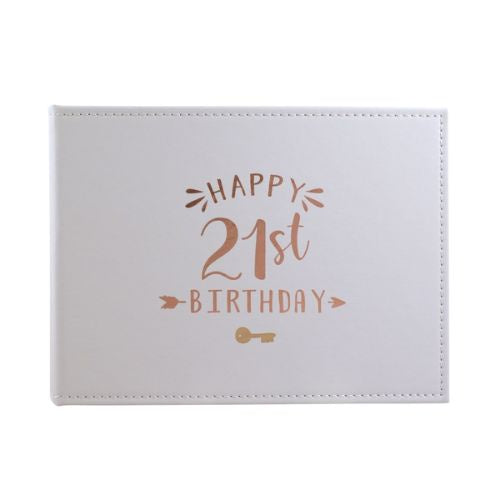 Guest Book 21st White/Rose Gold