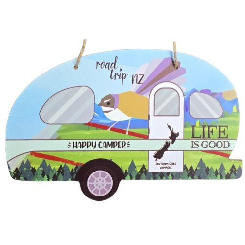 Happy Camper Caravan Plaque with Fantail