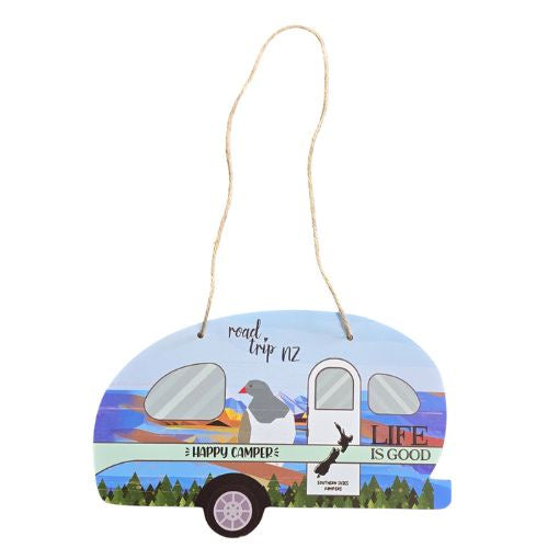 Happy Camper Caravan Plaque with Kereru