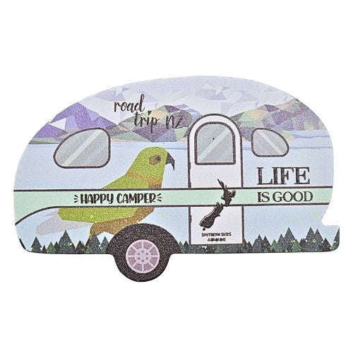 Happy Camper Caravan Magnet with Kea