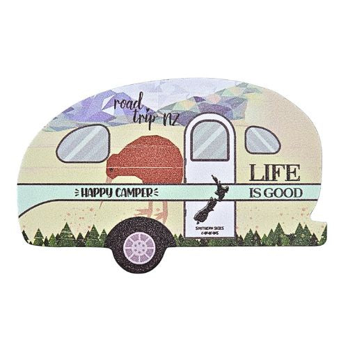 Happy Camper Caravan Magnet with Kiwi