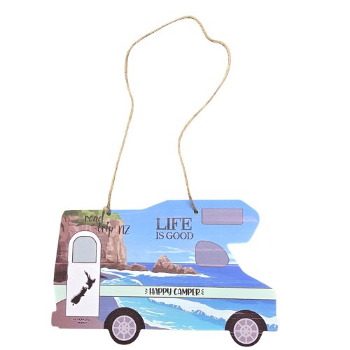 Happy Camper Motor Home Plaque with Cliffs & Beach