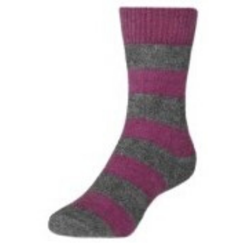 Possum Socks Striped - Riverstone/Fuchsia