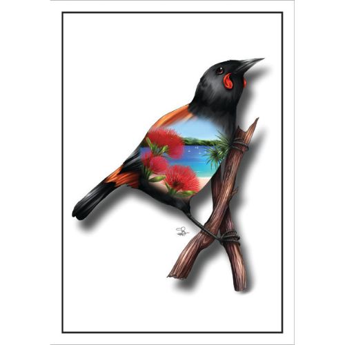 Sophie Blokker Greeting Card - New Zealand Saddleback - Tieke