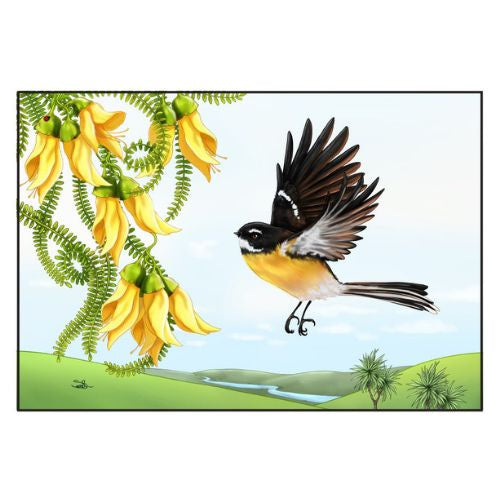 Sophie Blokker Greeting Card - New Zealand Fantail - Piwakawaka
