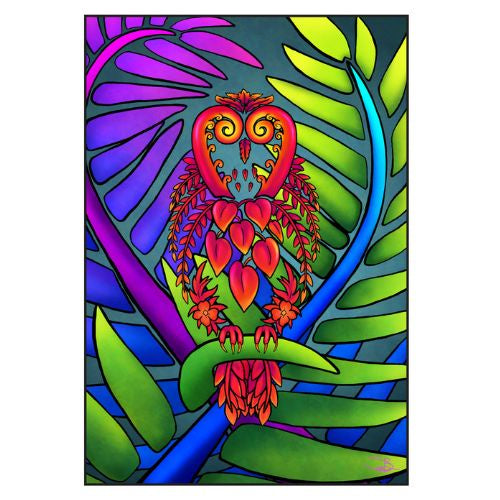 Sophie Blokker Greeting Card - Koru Morepork Bright