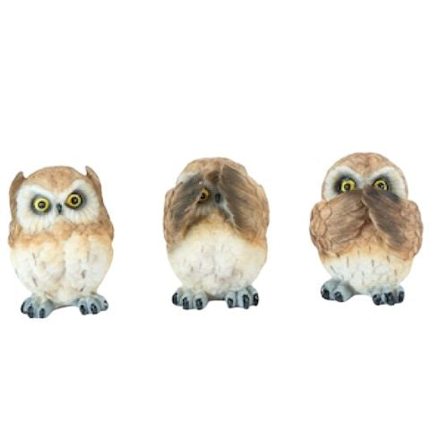 Owl Set - Hear, See, Speak No Evil - Brown