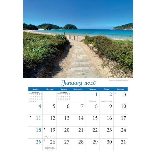 New Zealand Wall Calendar with Wall Planner 2026