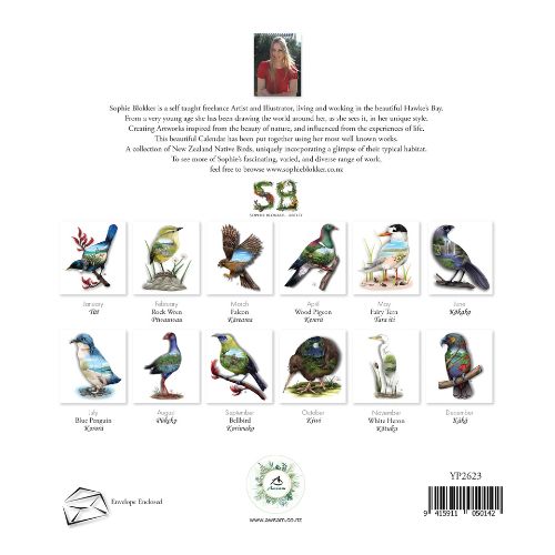 Sophie Blokker New Zealand Natives Birds Eye View Wall Calendar - 2026