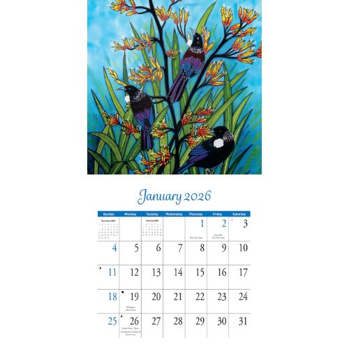 Jo May New Zealand Artwork Wall Calendar - 2026