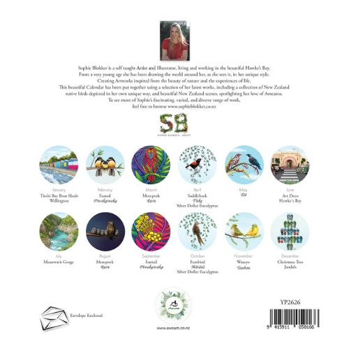 Sophie Blokker New Zealand Artwork Wall Calendar - 2026