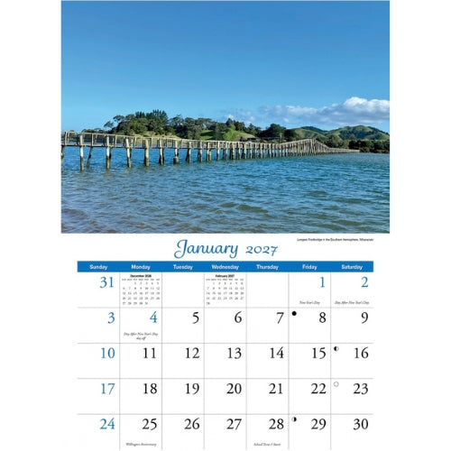 New Zealand Wall Calendar with Wall Planner 2027