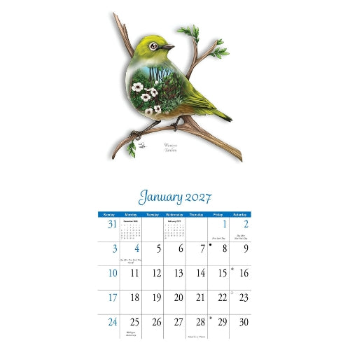 Sophie Blokker New Zealand Natives Birds Eye View Wall Calendar - 2027