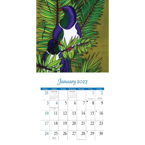 Jo May New Zealand Artwork Wall Calendar - 2027