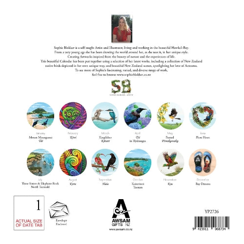 Sophie Blokker New Zealand Artwork Wall Calendar - 2027