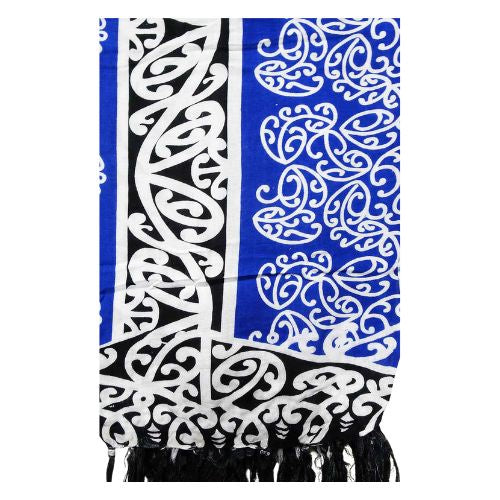 Sarong Kowhaiwhai - Black, Blue & White
