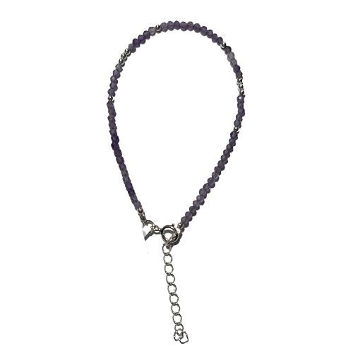 Amethyst Facet with Sterling Silver Beads