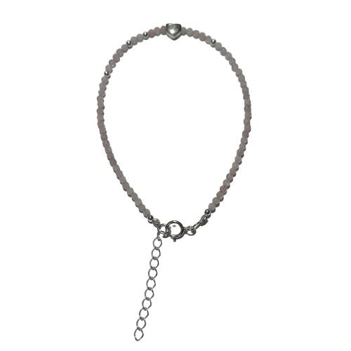 Rose Quartz Facet Beads Sterling Silver Heart