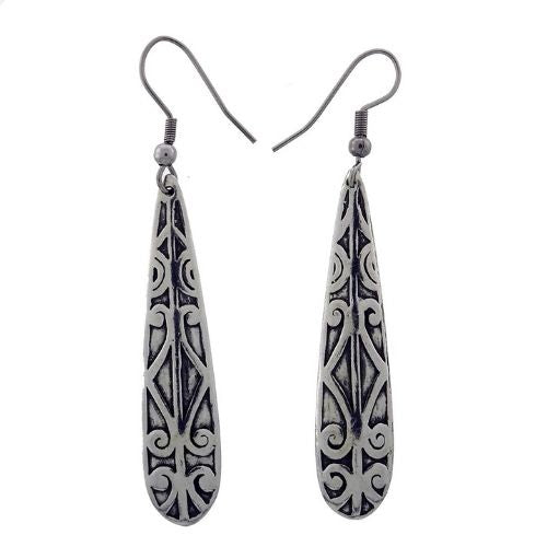 Drop Kowhaiwhai Pewter Earrings