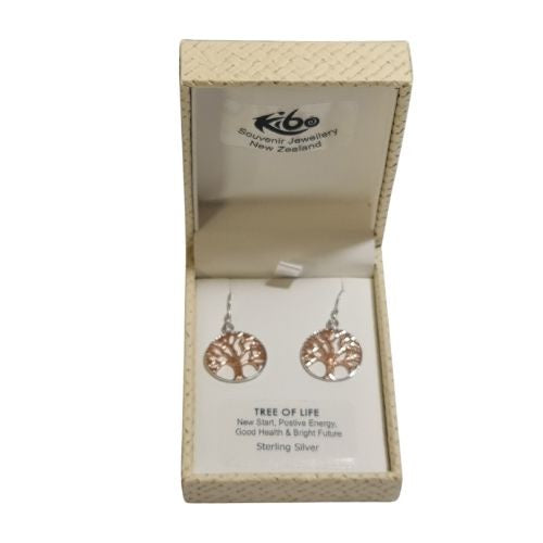 Tree of life Sterling Silver Rose Gold Earrings.