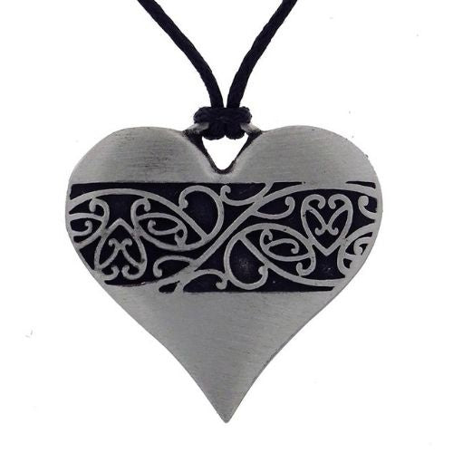 Heart Kowhaiwhai Pewter Pendant