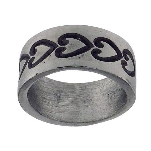 Pewter Mens Ring Kowhaiwhai Pattern