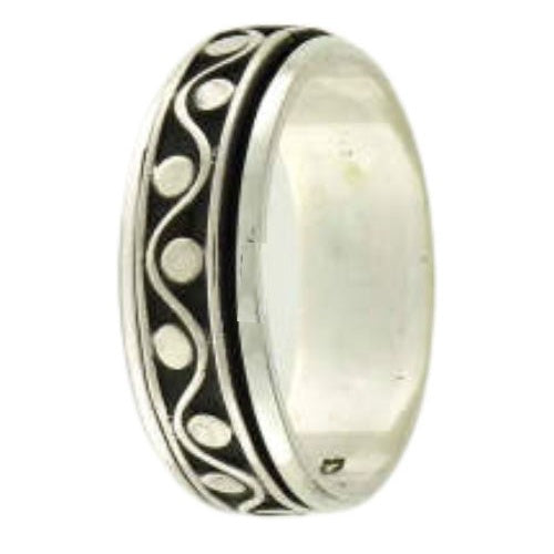 Sterling Silver Dot Pattern Spinner Ring - Large